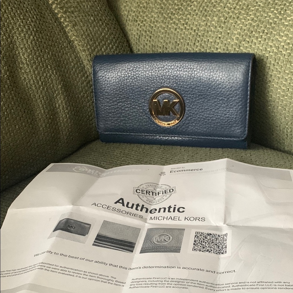 Michael Kors Blue Wallet with COA